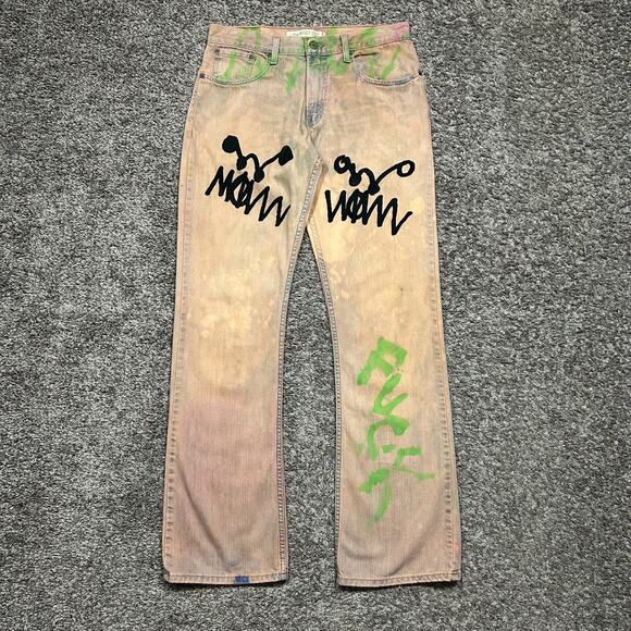 Asspizza Jeans 2018 NYC Pop Up F Life Screenprint Hand Painted 32x34 Dyed - Picture 12 of 12